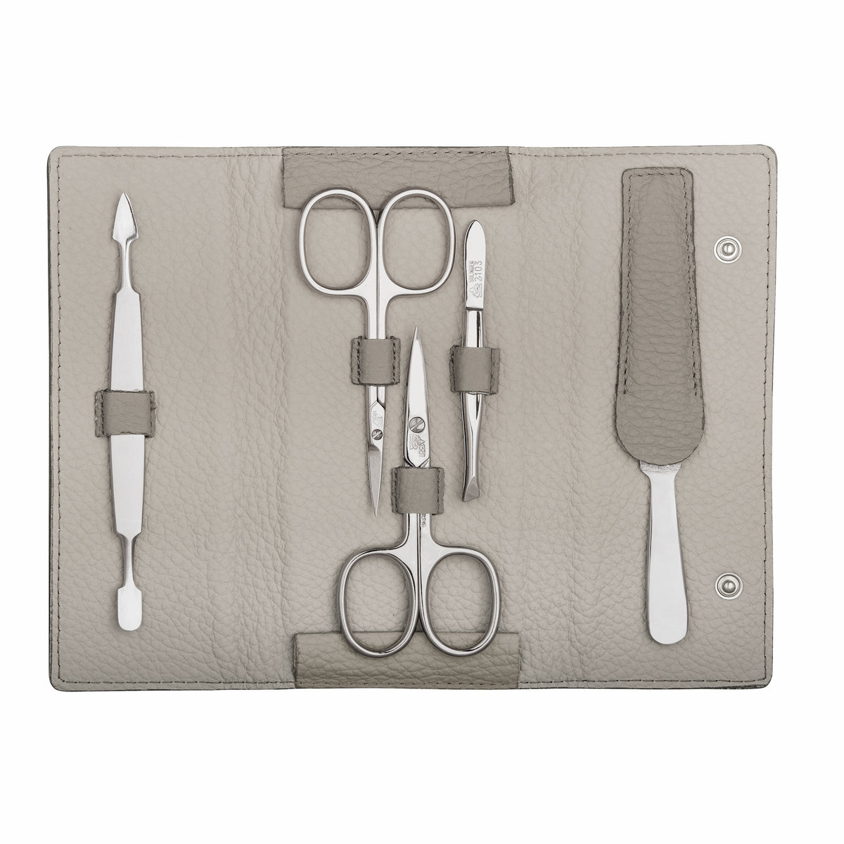 ERBE Maniküre Etui BEIGE, 5-tlg., Druckknopf, beige, Rindleder