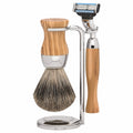 Rasiergarnitur Gillette Mach3 3-Tlg Dachshaar, Olivenholz