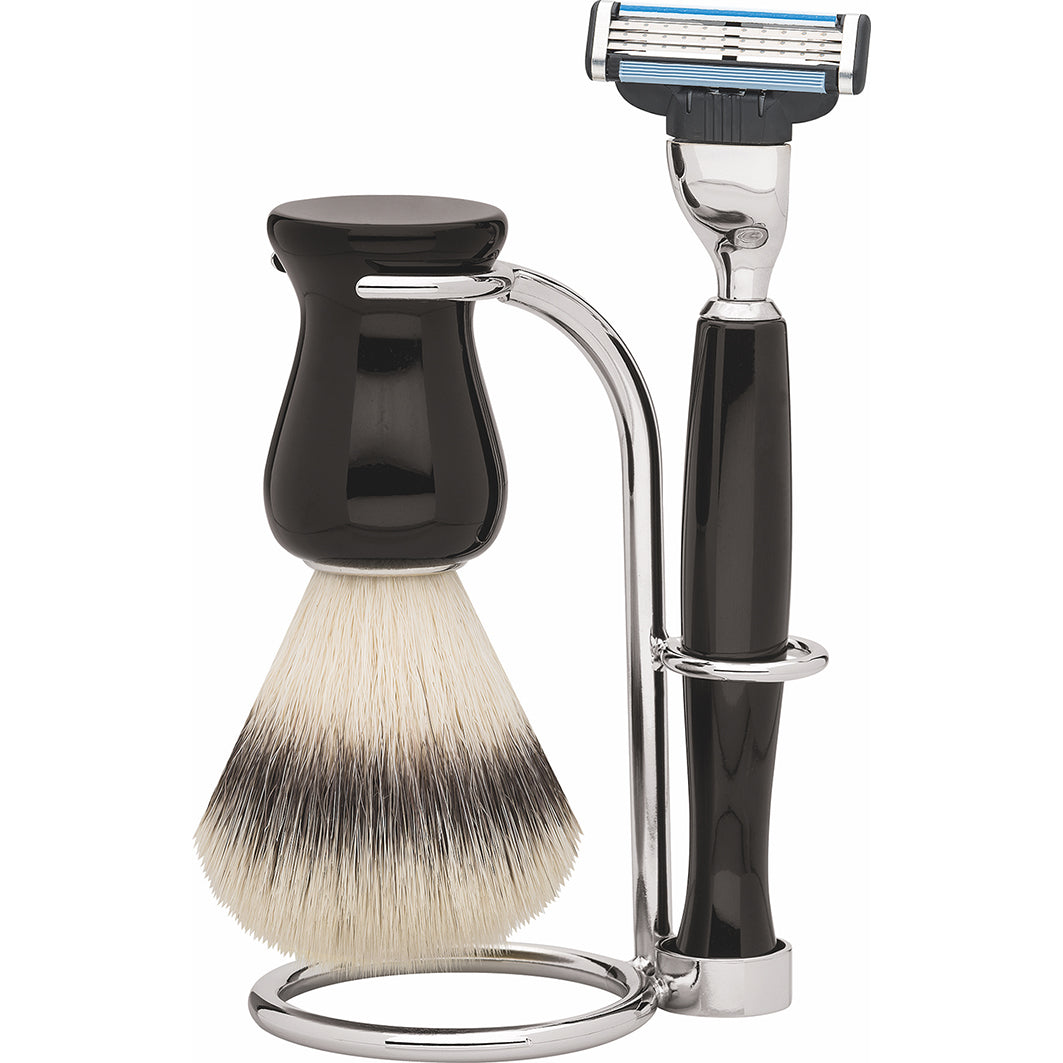 Rasiergarnitur Gillette Mach3 3-Tlg. Rasierpinsel Synthetik, Schwarz