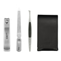 Nagelpflege Set im Nappa Leder Etui - (Nagelknipser KE-0127, Nagelfeile BCI-301, Pinzette MC0405)