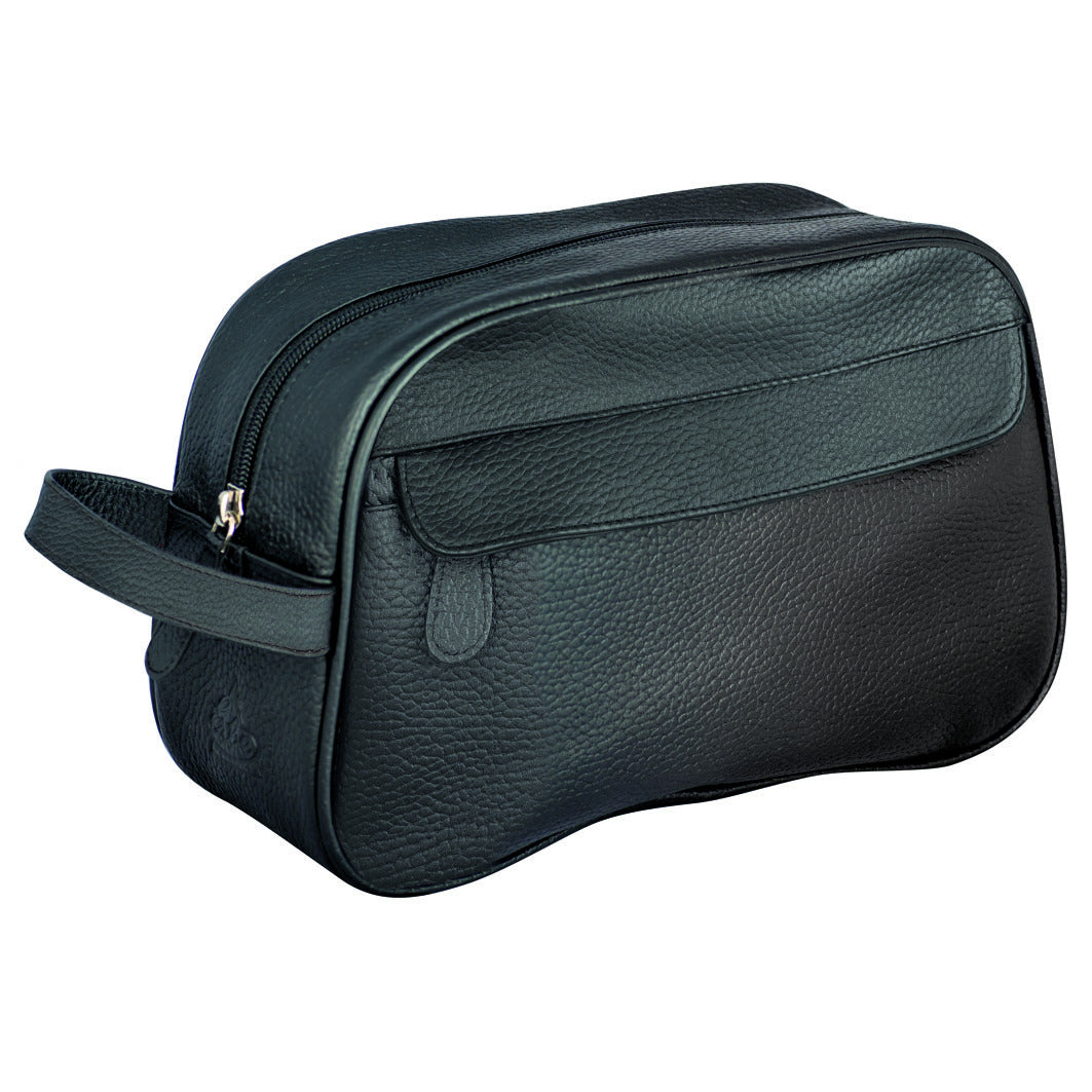 Kulturtasche, Leder, schwarz