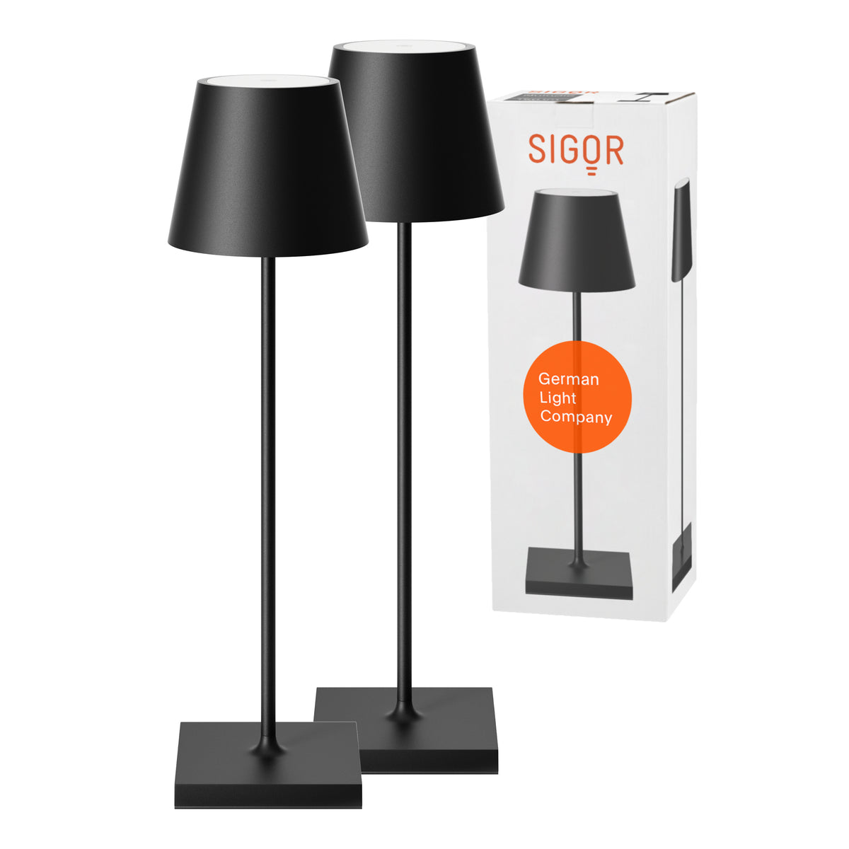 SIGOR Nuindie 3.0 LED Akku-Tischlampe, 2er-Set, nachtschwarz nachtschwarz
