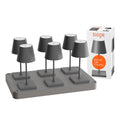 SIGOR Nuindie mini 3.0 LED Akku-Tischlampe, 6er-Set mit Ladestation, graphitgrau graphitgrau
