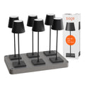 SIGOR Nuindie 3.0 LED Akku-Tischlampe, 6er-Set mit Ladestation, nachtschwarz nachtschwarz