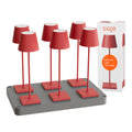 SIGOR Nuindie 3.0 LED Akku-Tischlampe, 6er-Set mit Ladestation, feuerrot feuerrot