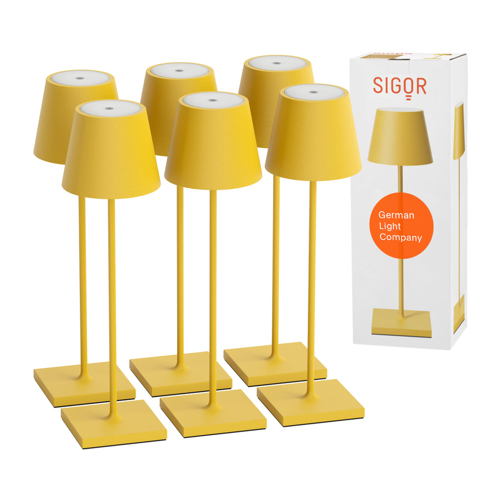 SIGOR Nuindie 3.0 LED Akku-Tischlampe, 6er-Set, sonnengelb sonnengelb