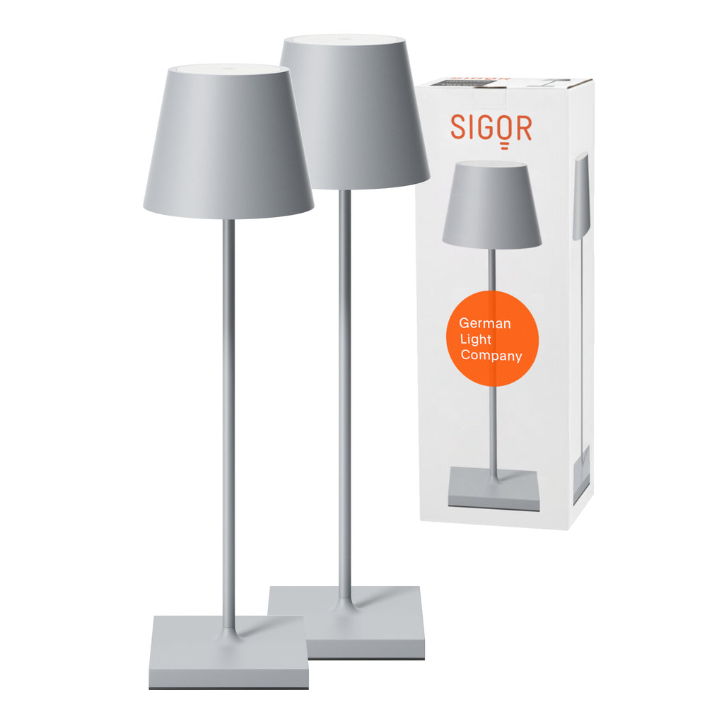 SIGOR Nuindie 3.0 LED Akku-Tischlampe, 2er-Set, nebelgrau nebelgrau