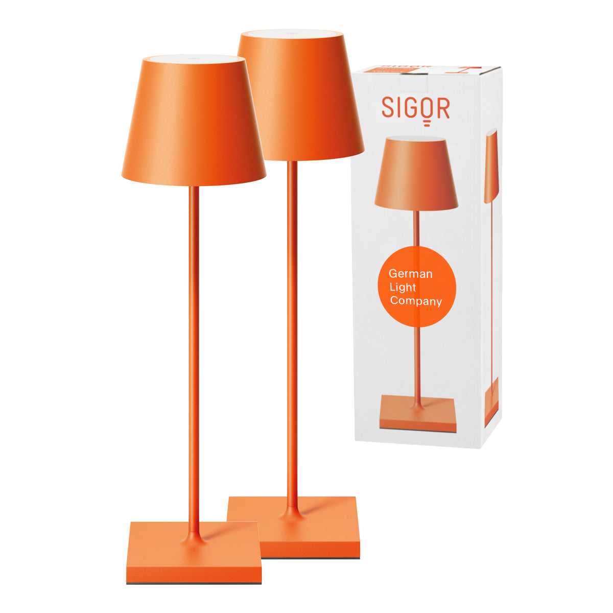 SIGOR Nuindie 3.0 LED Akku-Tischlampe, 2er-Set, glutorange glutorange