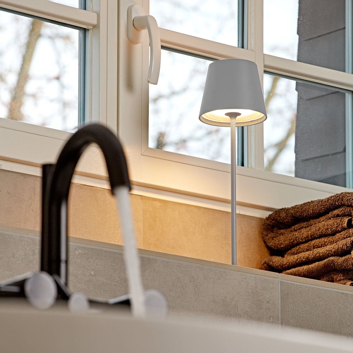 SIGOR Nuindie 3.0 LED Akku-Tischlampe, 6er-Set mit Ladestation, nebelgrau nebelgrau