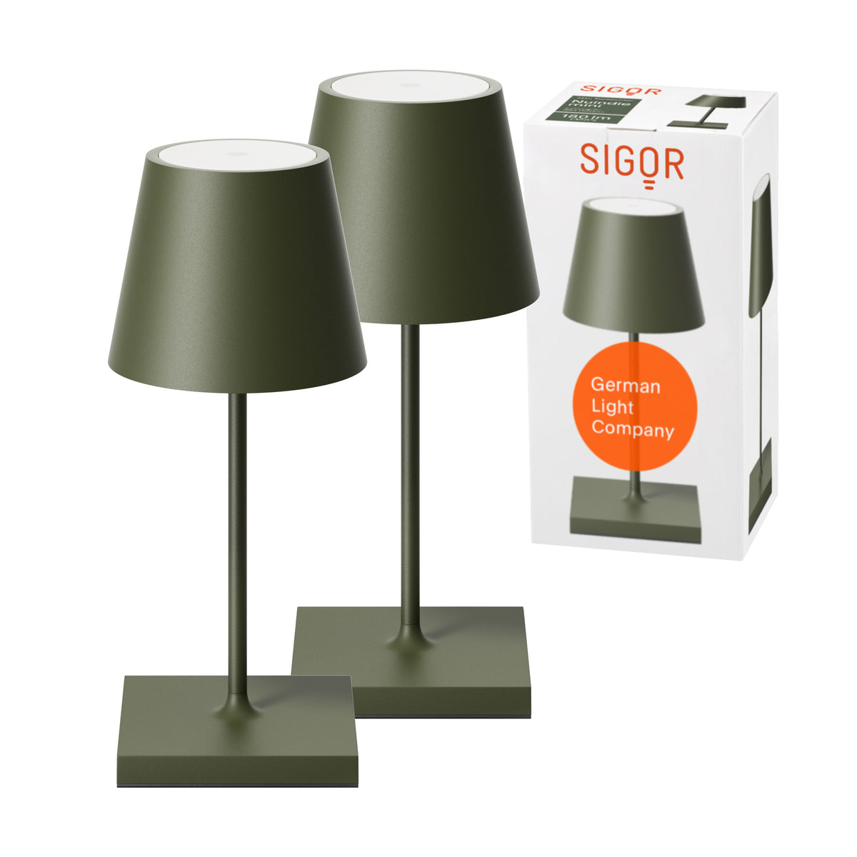 SIGOR Nuindie mini 3.0 LED Akku-Tischlampe, 2er-Set, tannengrün tannengrün