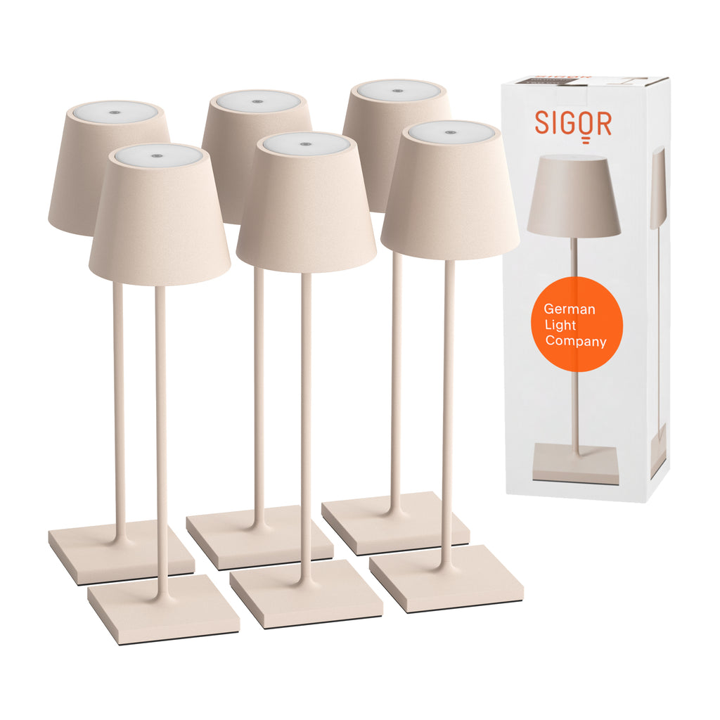 SIGOR Nuindie 3.0 LED Akku-Tischlampe, 6er-Set, dünenbeige dünenbeige