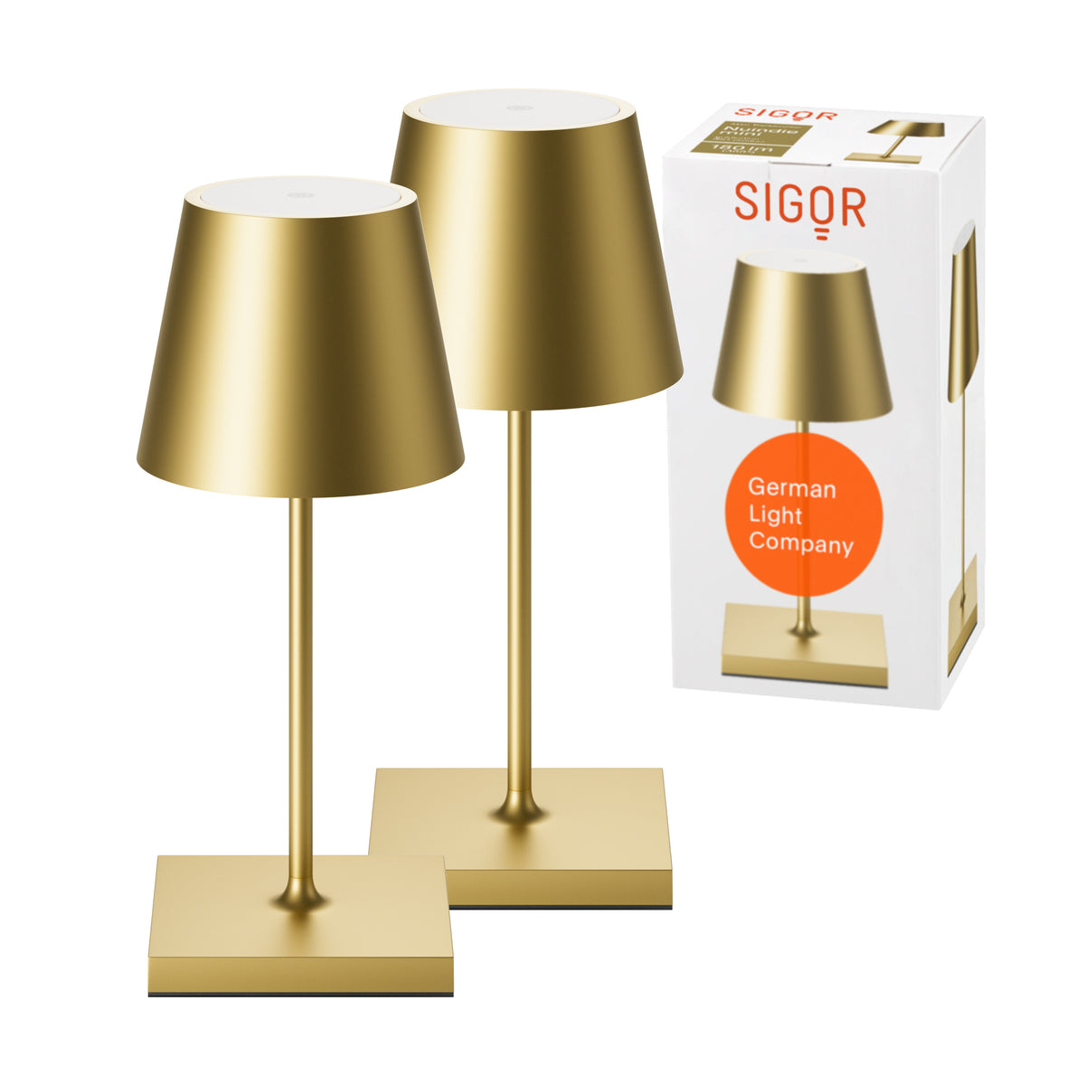 SIGOR Nuindie mini 3.0 LED Akku-Tischlampe, 2er-Set, goldfarben goldfarben