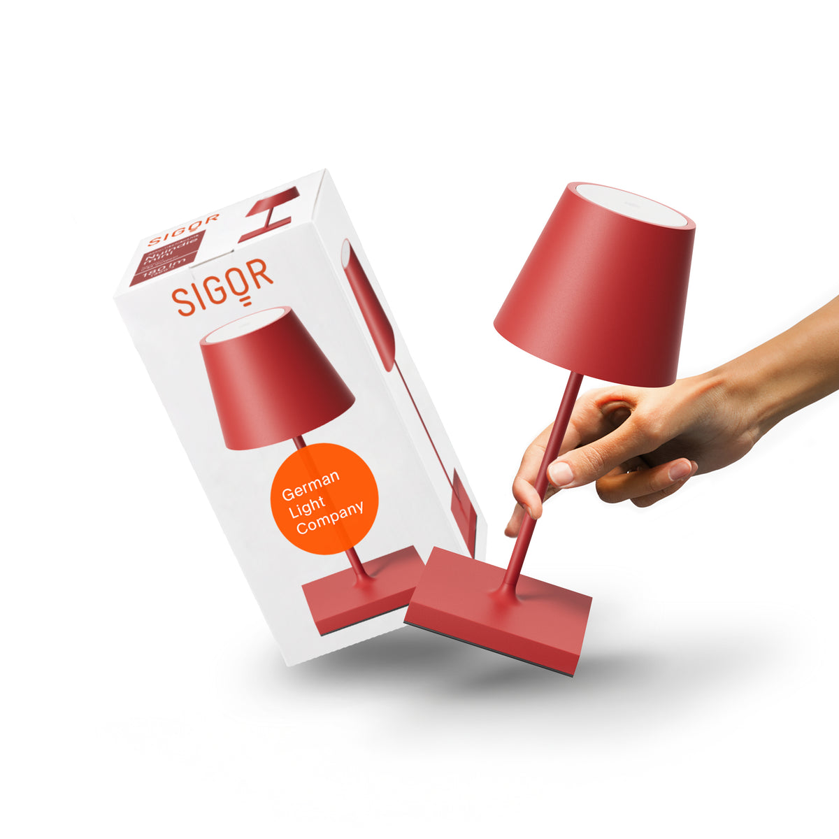 SIGOR Nuindie mini 3.0 LED Akku-Tischlampe, feuerrot feuerrot