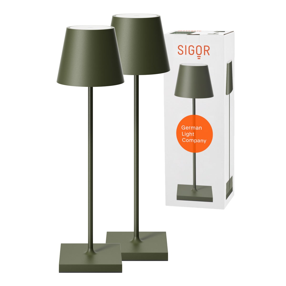 SIGOR Nuindie 3.0 LED Akku-Tischlampe, 2er-Set, tannengrün tannengrün