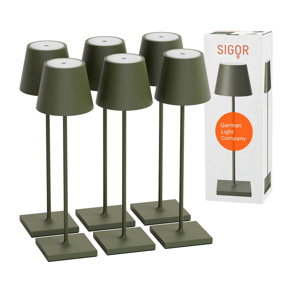SIGOR Nuindie 3.0 LED Akku-Tischlampe, 6er-Set, tannengrün tannengrün