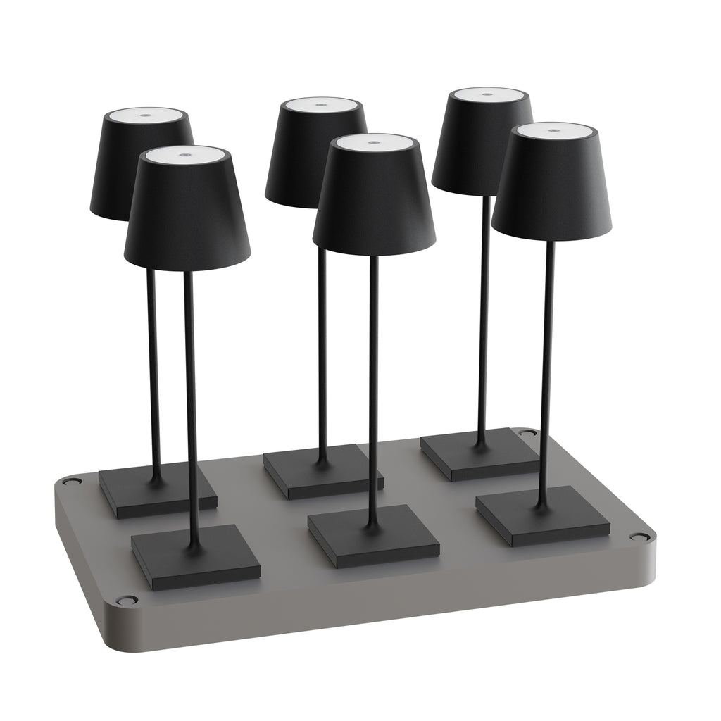 SIGOR Nuindie 3.0 LED Akku-Tischlampe, 6er-Set mit Ladestation, nachtschwarz nachtschwarz