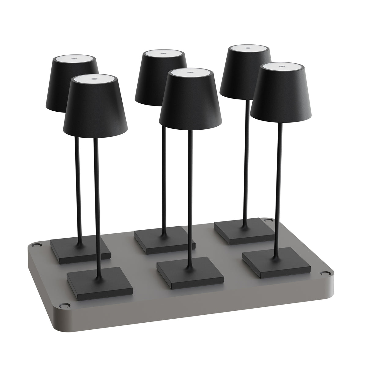SIGOR Nuindie 3.0 LED Akku-Tischlampe, 6er-Set mit Ladestation, nachtschwarz nachtschwarz