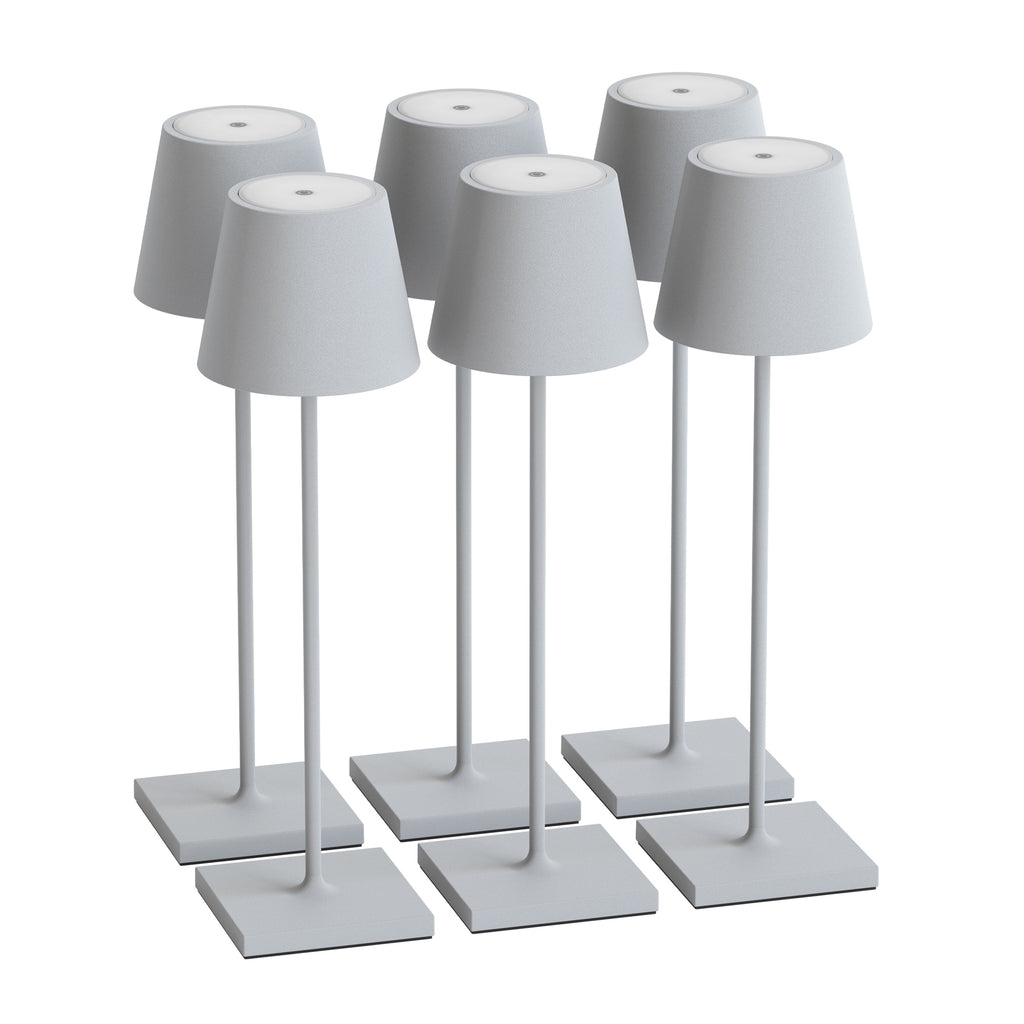 SIGOR Nuindie 3.0 LED Akku-Tischlampe, 6er-Set, nebelgrau nebelgrau