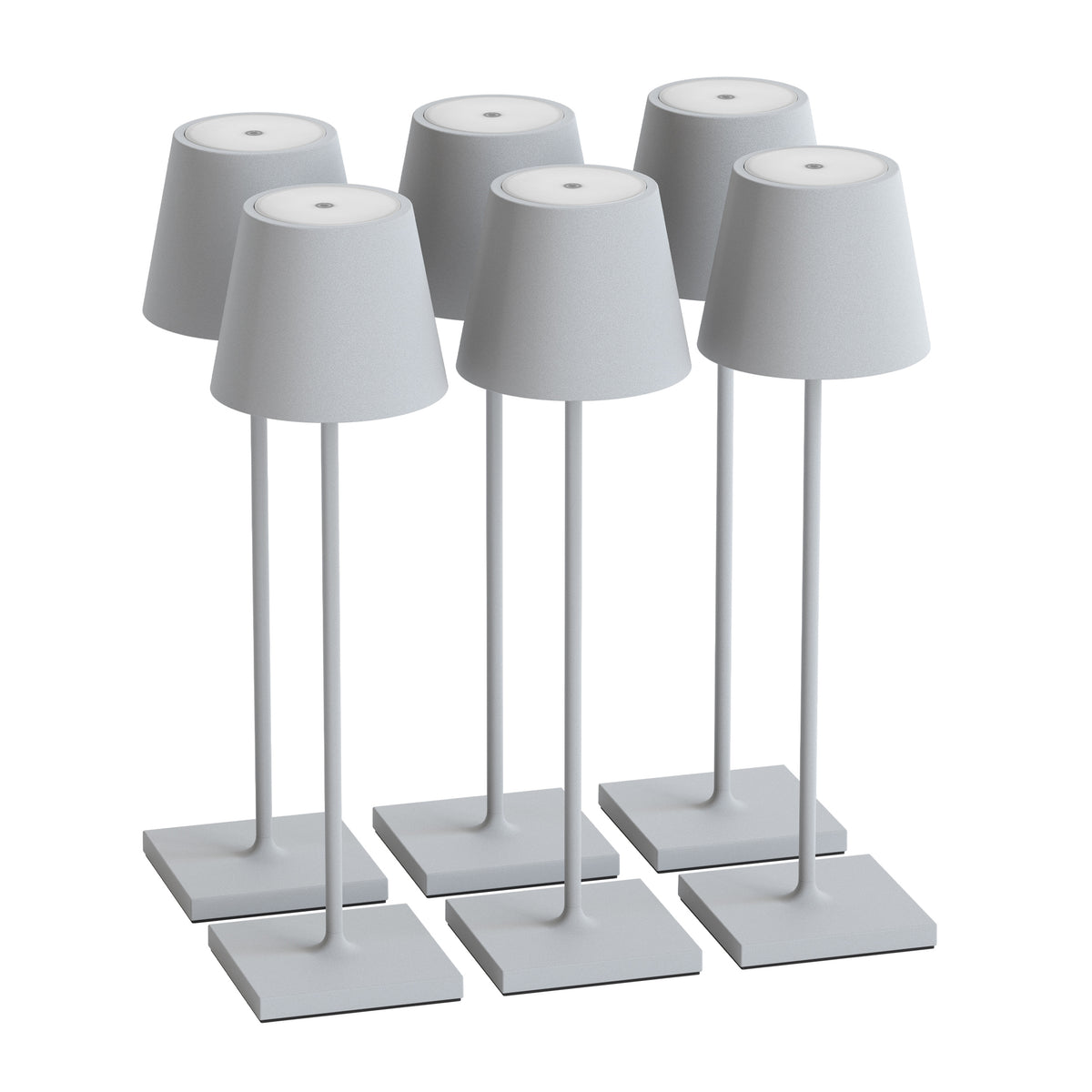 SIGOR Nuindie 3.0 LED Akku-Tischlampe, 6er-Set, nebelgrau nebelgrau