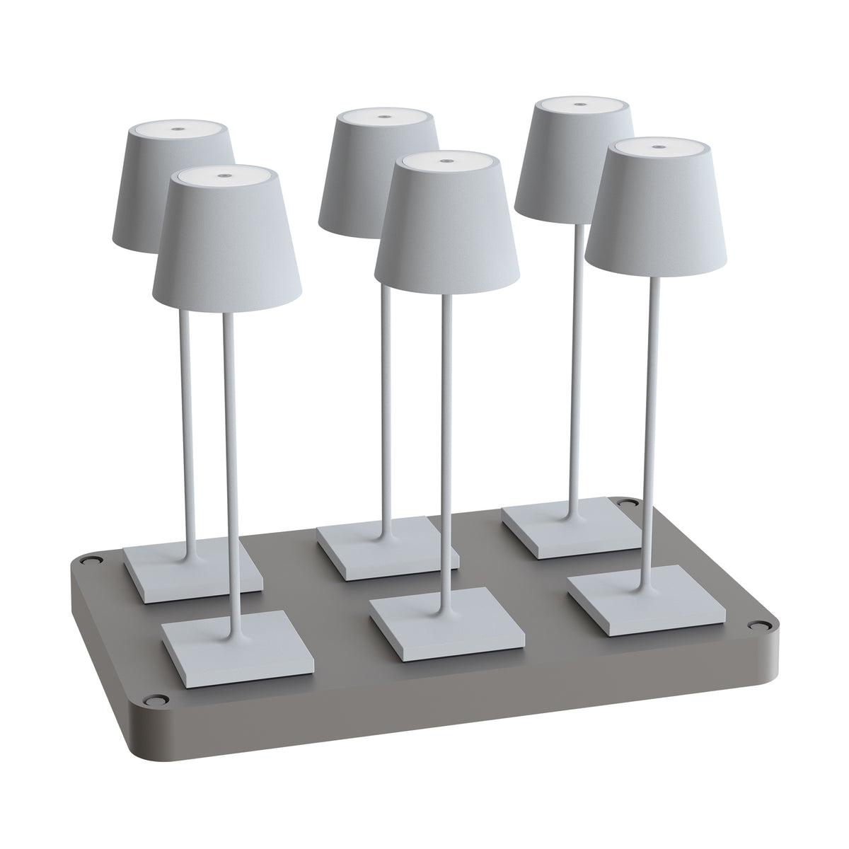 SIGOR Nuindie 3.0 LED Akku-Tischlampe, 6er-Set mit Ladestation, nebelgrau nebelgrau