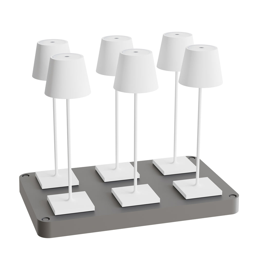 SIGOR Nuindie 3.0 LED Akku-Tischlampe, 6er-Set mit Ladestation, schneeweiß schneeweiß