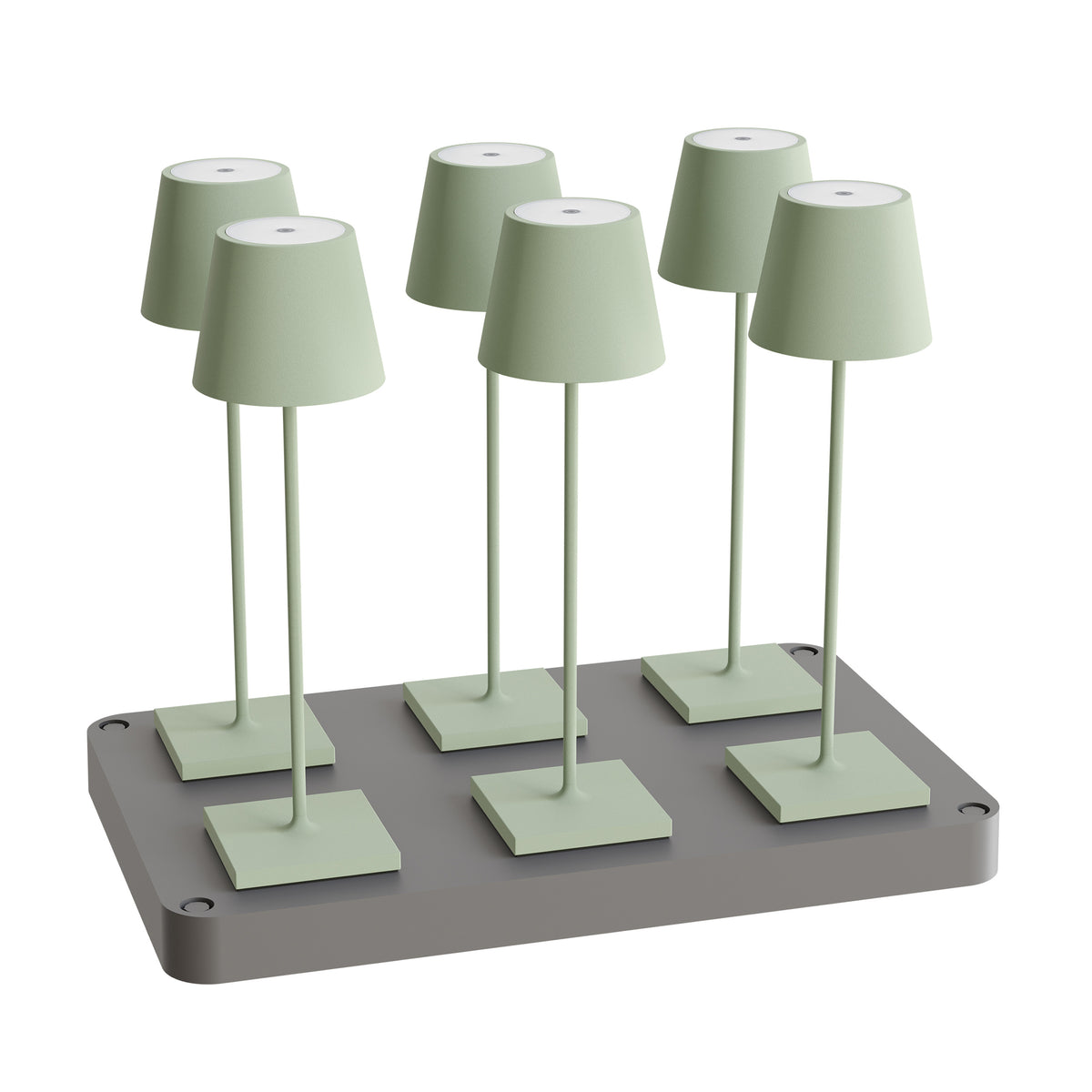 SIGOR Nuindie 3.0 LED Akku-Tischlampe, 6er-Set mit Ladestation, salbeigrün salbeigrün