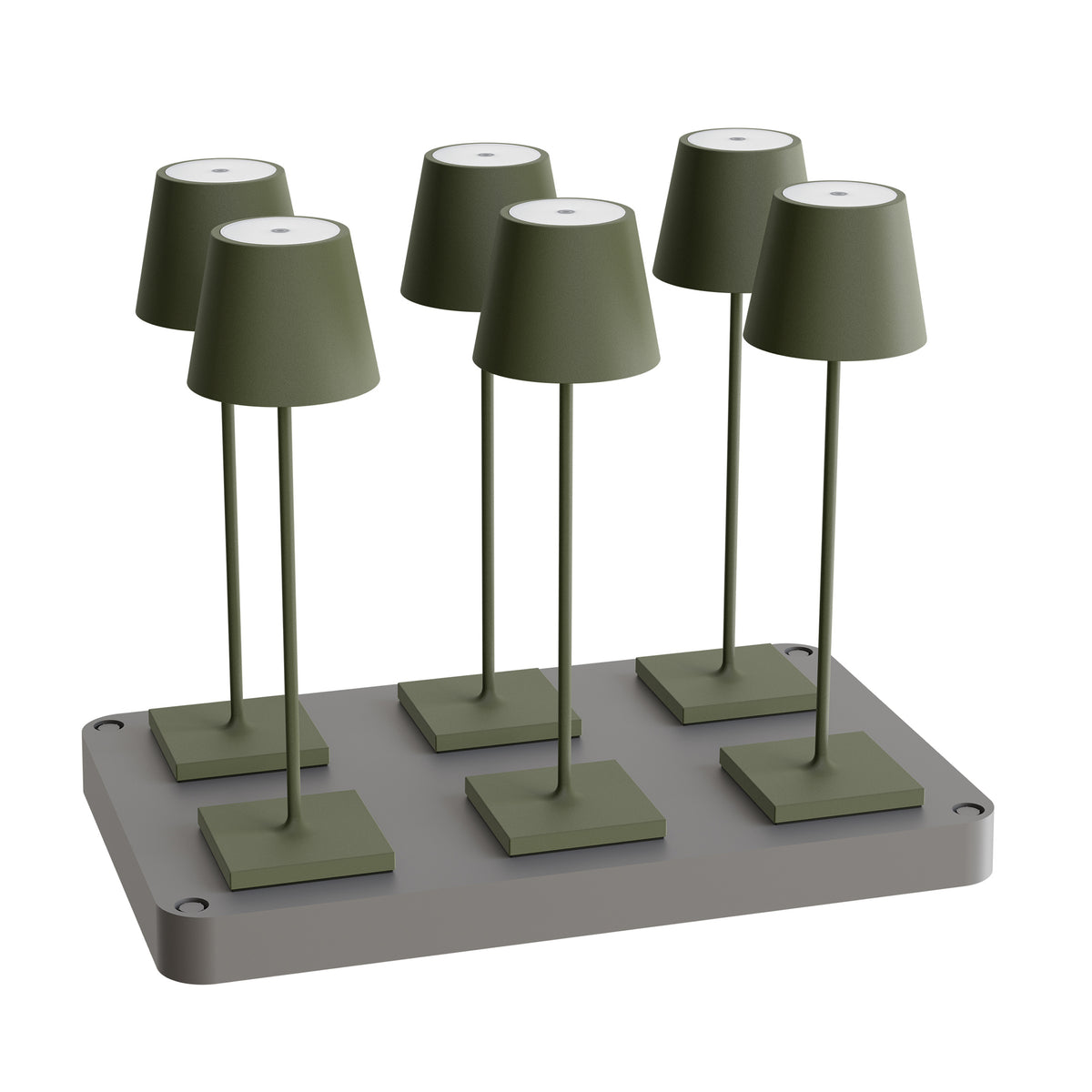 SIGOR Nuindie 3.0 LED Akku-Tischlampe, 6er-Set mit Ladestation, tannengrün tannengrün