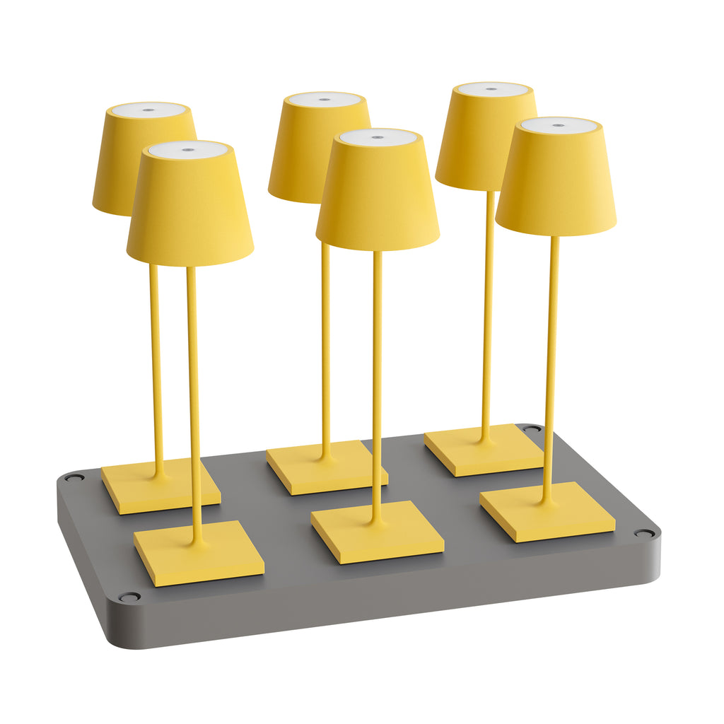 SIGOR Nuindie 3.0 LED Akku-Tischlampe, 6er-Set mit Ladestation, sonnengelb sonnengelb