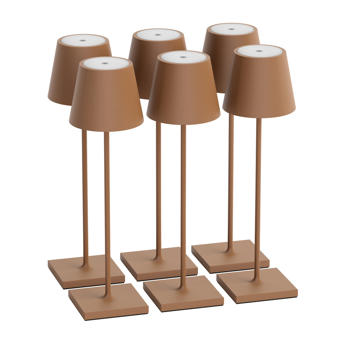 SIGOR Nuindie 3.0 LED Akku-Tischlampe, 6er-Set, mokkabraun mokkabraun