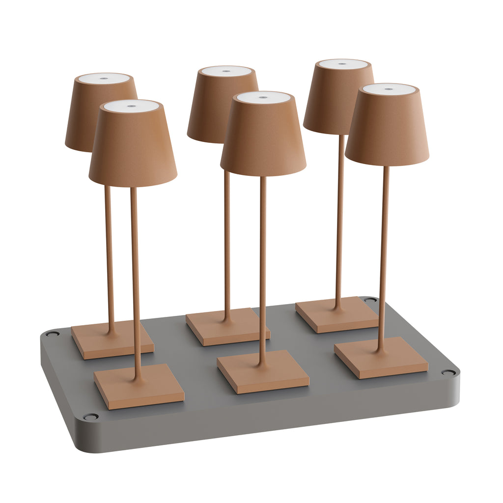 SIGOR Nuindie 3.0 LED Akku-Tischlampe, 6er-Set mit Ladestation, mokkabraun mokkabraun