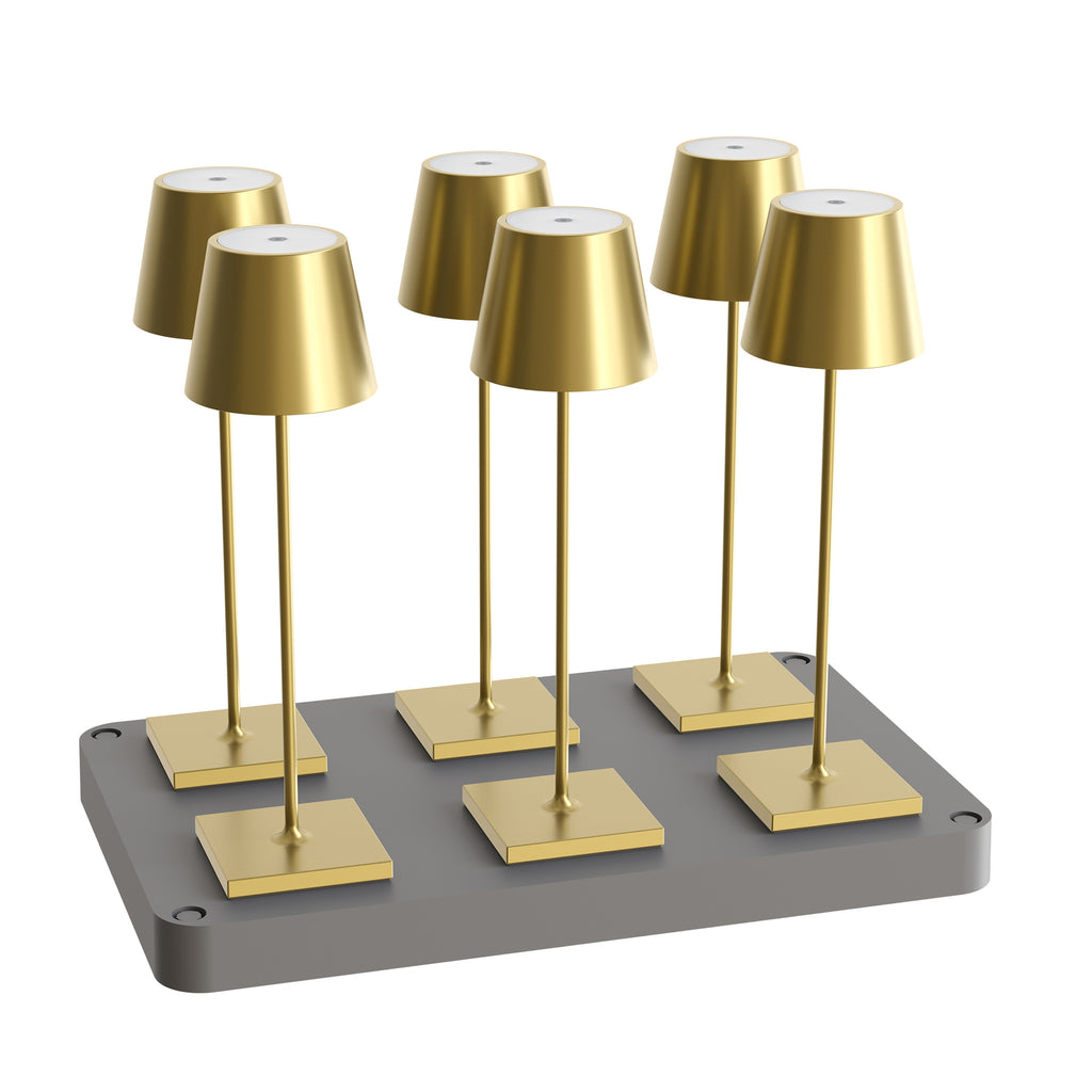 SIGOR Nuindie 3.0 LED Akku-Tischlampe, 6er-Set mit Ladestation, goldfarben goldfarben