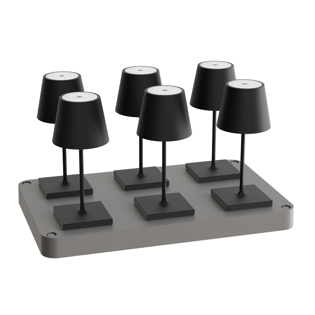 SIGOR Nuindie mini 3.0 LED Akku-Tischlampe, 6er-Set mit Ladestation, nachtschwarz nachtschwarz