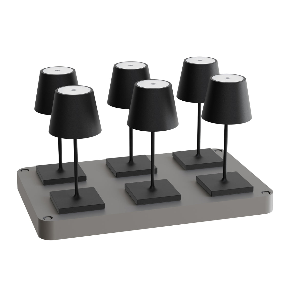 SIGOR Nuindie mini 3.0 LED Akku-Tischlampe, 6er-Set mit Ladestation, nachtschwarz nachtschwarz