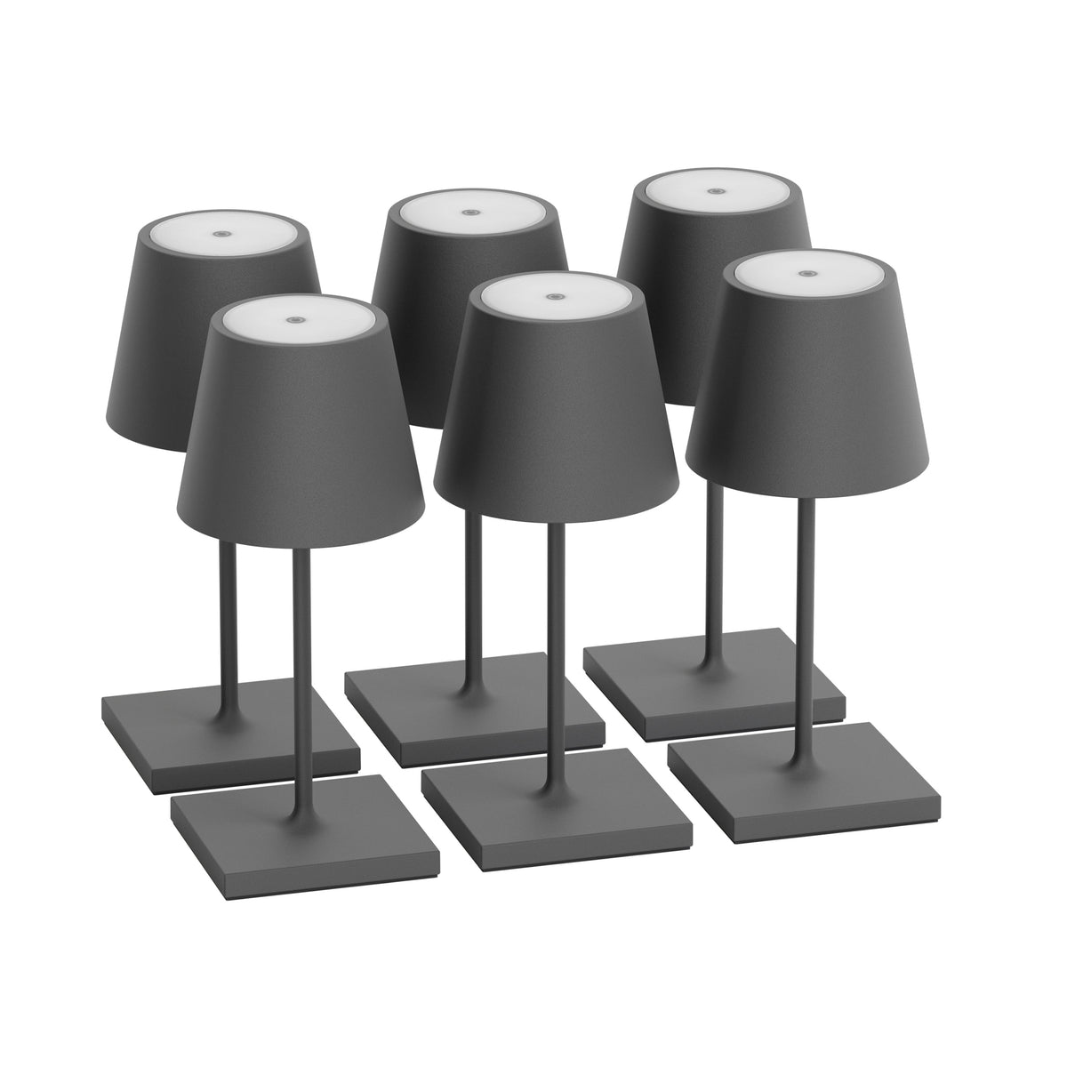 SIGOR Nuindie mini 3.0 LED Akku-Tischlampe, 6er-Set, graphitgrau graphitgrau