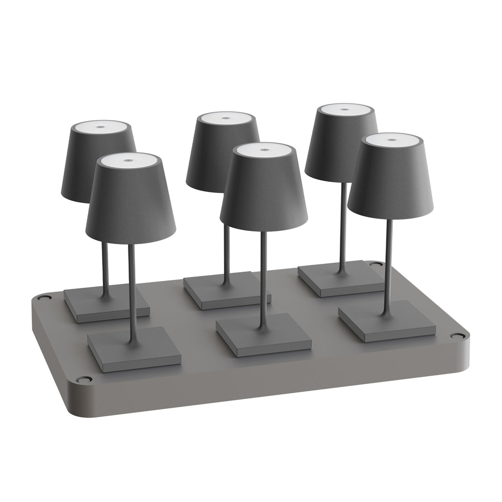 SIGOR Nuindie mini 3.0 LED Akku-Tischlampe, 6er-Set mit Ladestation, graphitgrau graphitgrau
