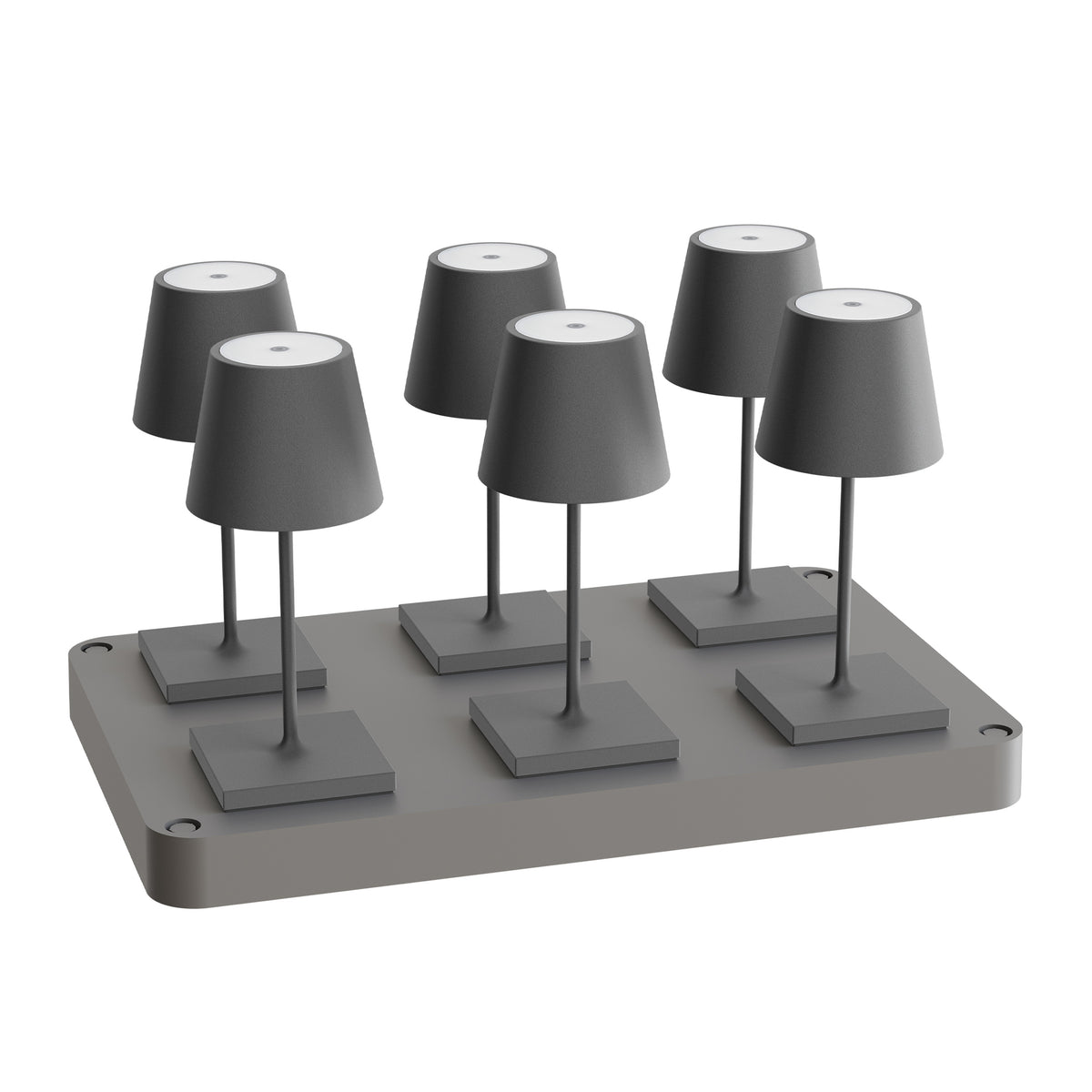SIGOR Nuindie mini 3.0 LED Akku-Tischlampe, 6er-Set mit Ladestation, graphitgrau graphitgrau
