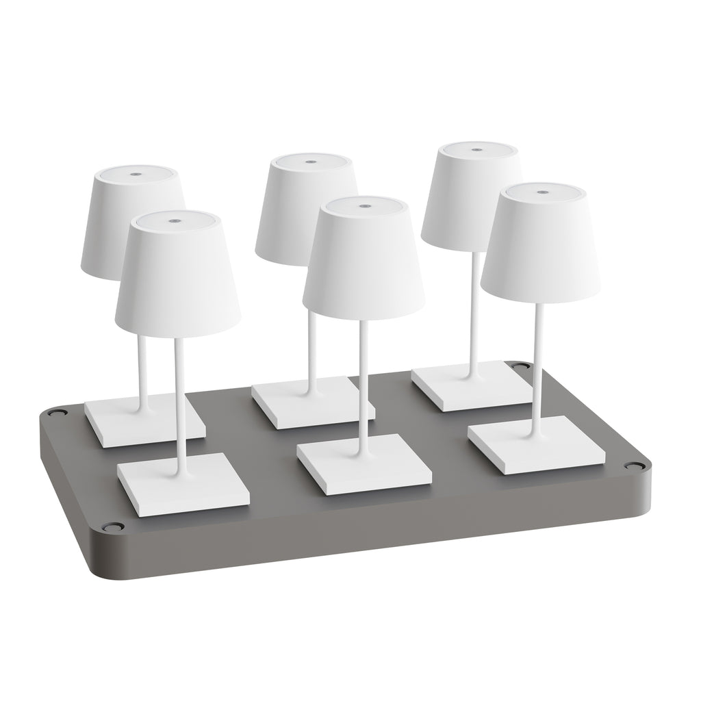SIGOR Nuindie mini 3.0 LED Akku-Tischlampe, 6er-Set mit Ladestation, schneeweiß schneeweiß