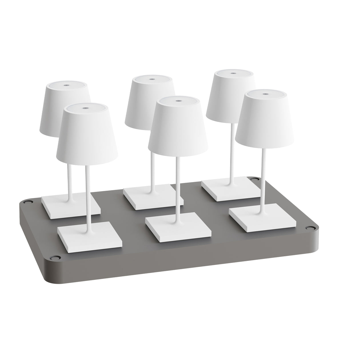 SIGOR Nuindie mini 3.0 LED Akku-Tischlampe, 6er-Set mit Ladestation, schneeweiß schneeweiß