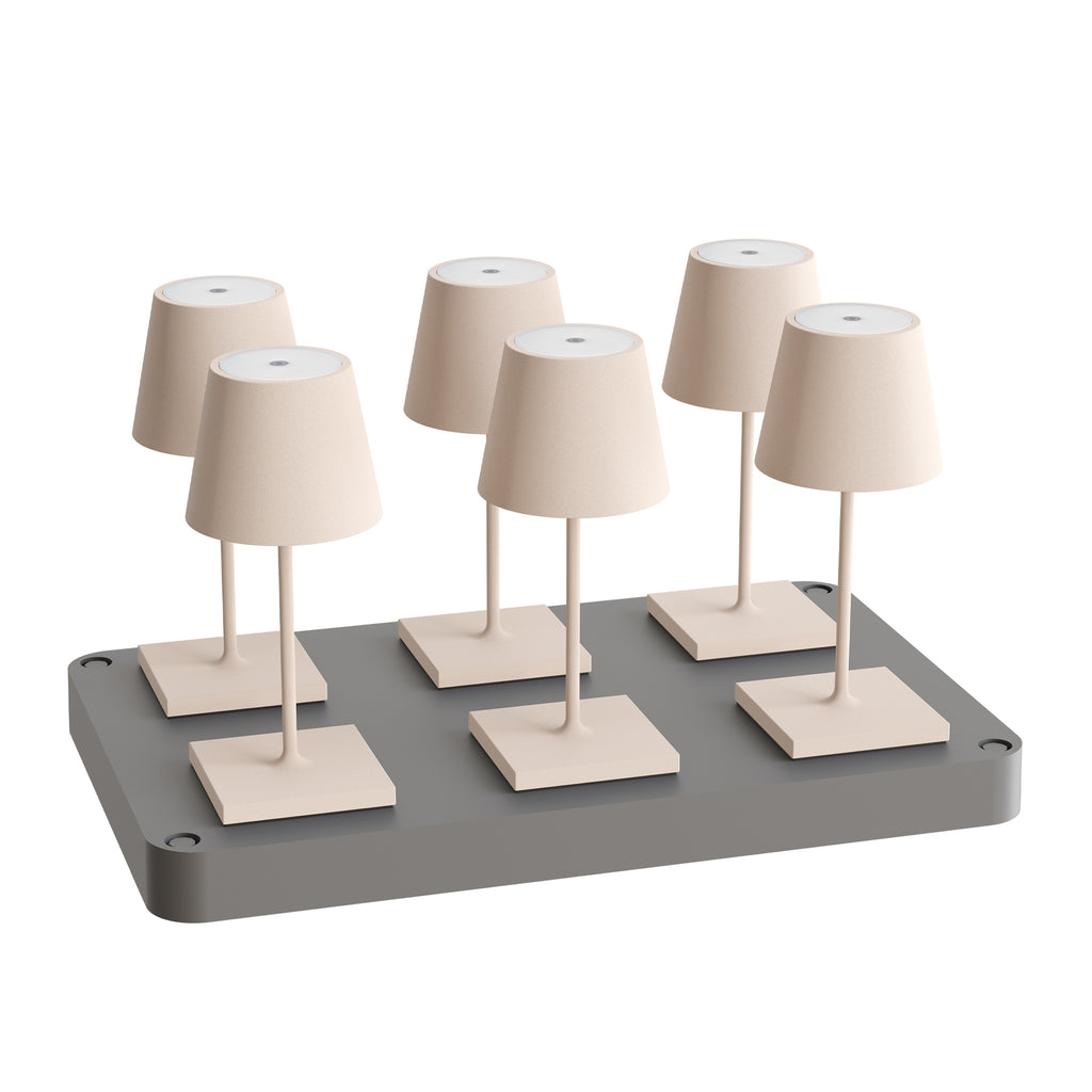 SIGOR Nuindie mini 3.0 LED Akku-Tischlampe, 6er-Set mit Ladestation, dünenbeige dünenbeige