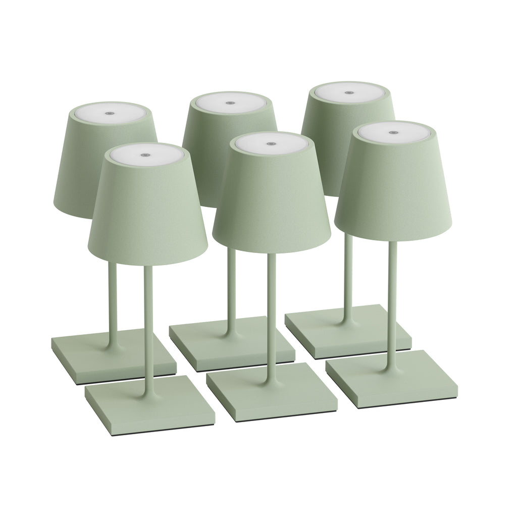 SIGOR Nuindie mini 3.0 LED Akku-Tischlampe, 6er-Set, salbeigrün salbeigrün