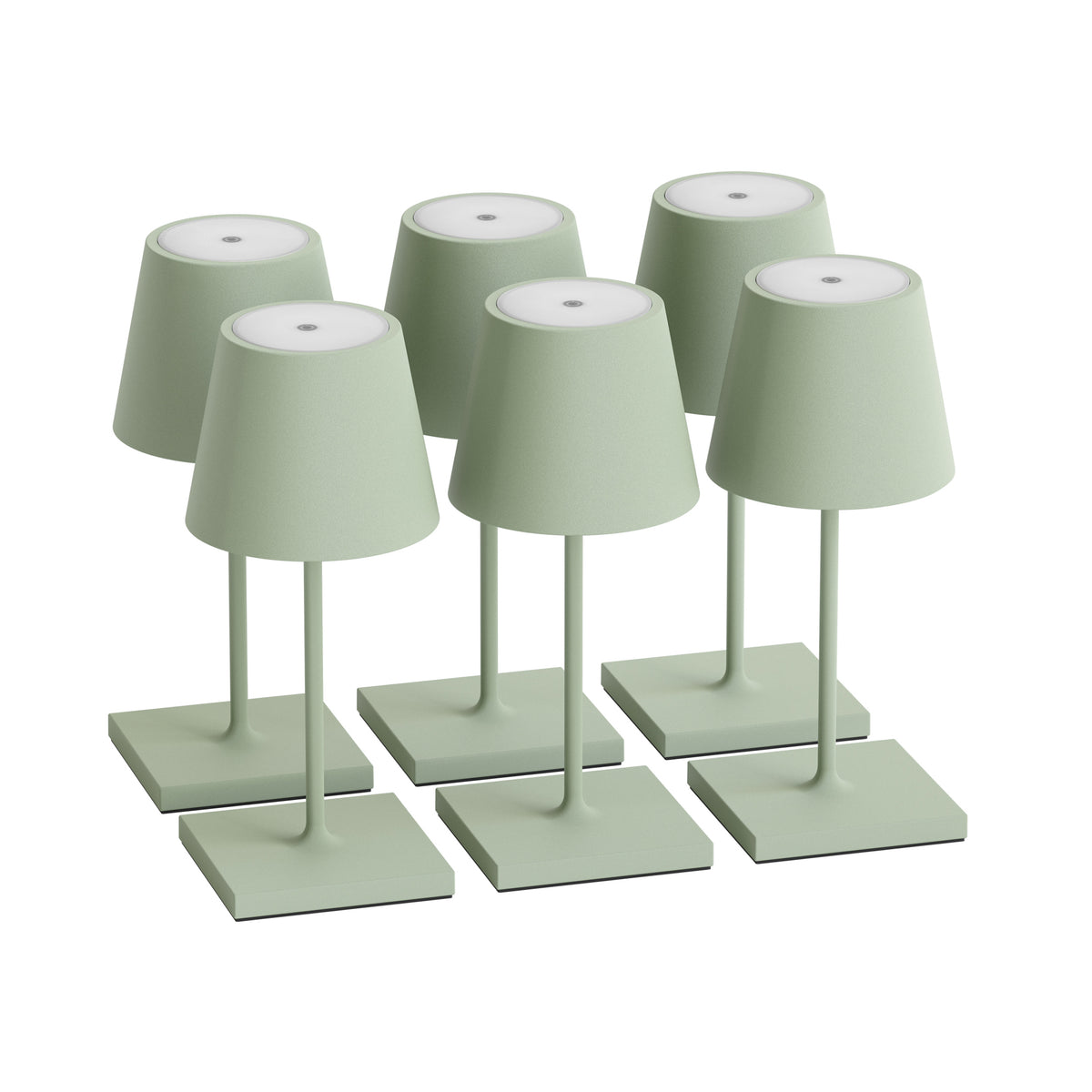 SIGOR Nuindie mini 3.0 LED Akku-Tischlampe, 6er-Set, salbeigrün salbeigrün