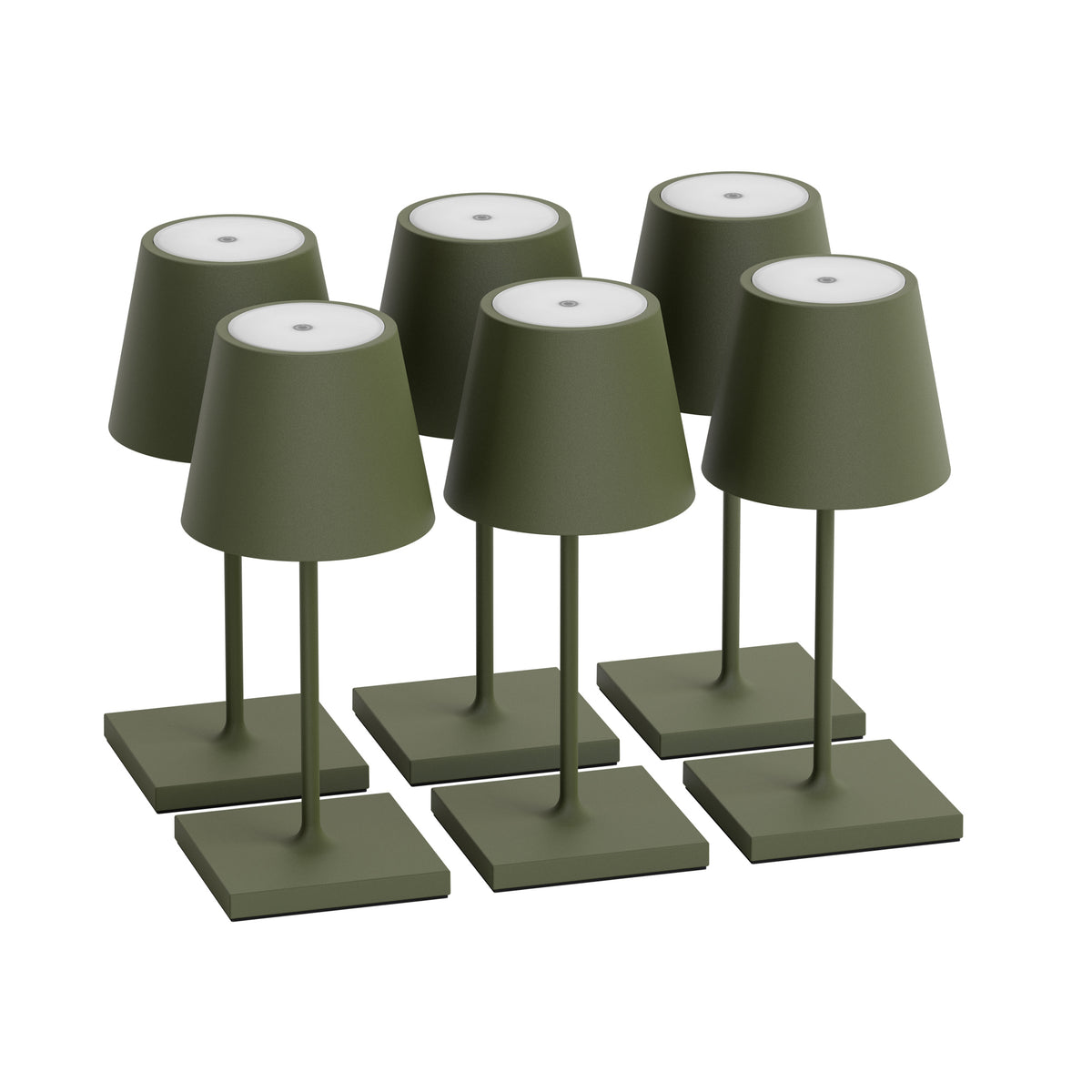 SIGOR Nuindie mini 3.0 LED Akku-Tischlampe, 6er-Set, tannengrün tannengrün