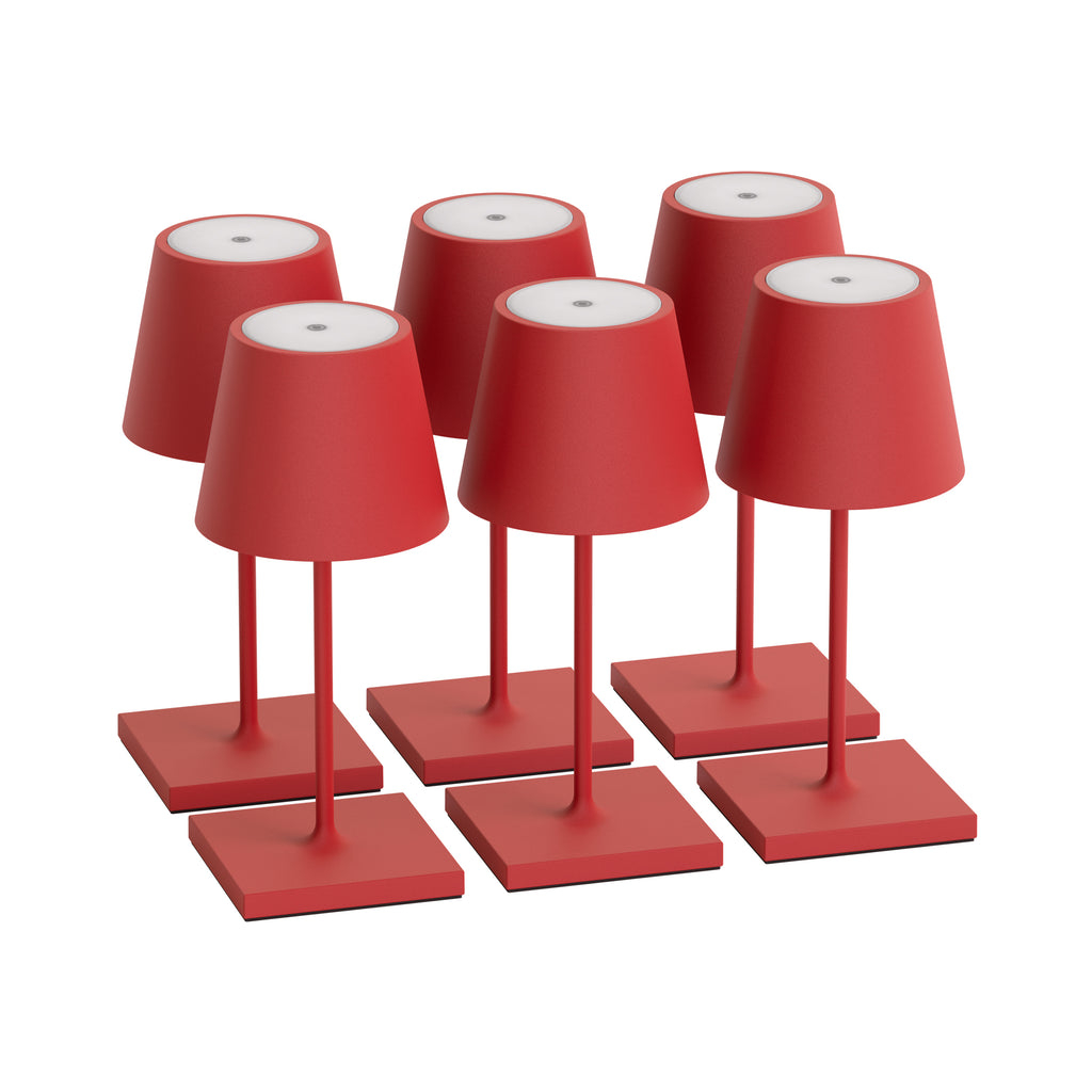 SIGOR Nuindie mini 3.0 LED Akku-Tischlampe, 6er-Set, feuerrot feuerrot