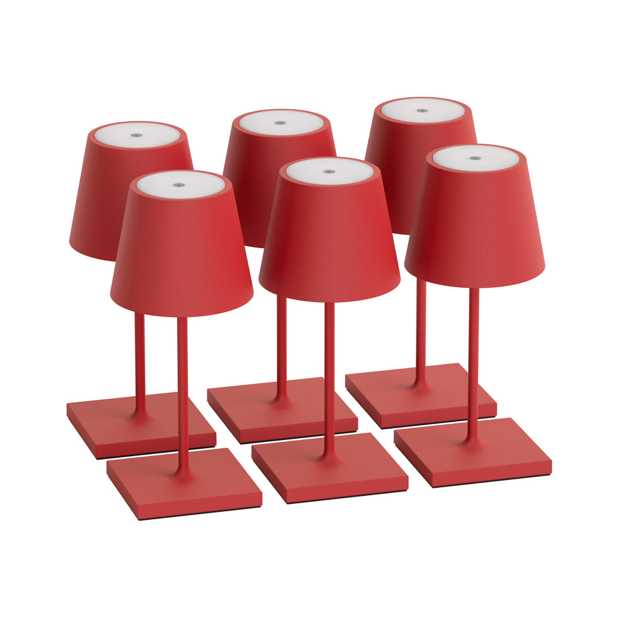 SIGOR Nuindie mini 3.0 LED Akku-Tischlampe, 6er-Set, feuerrot feuerrot