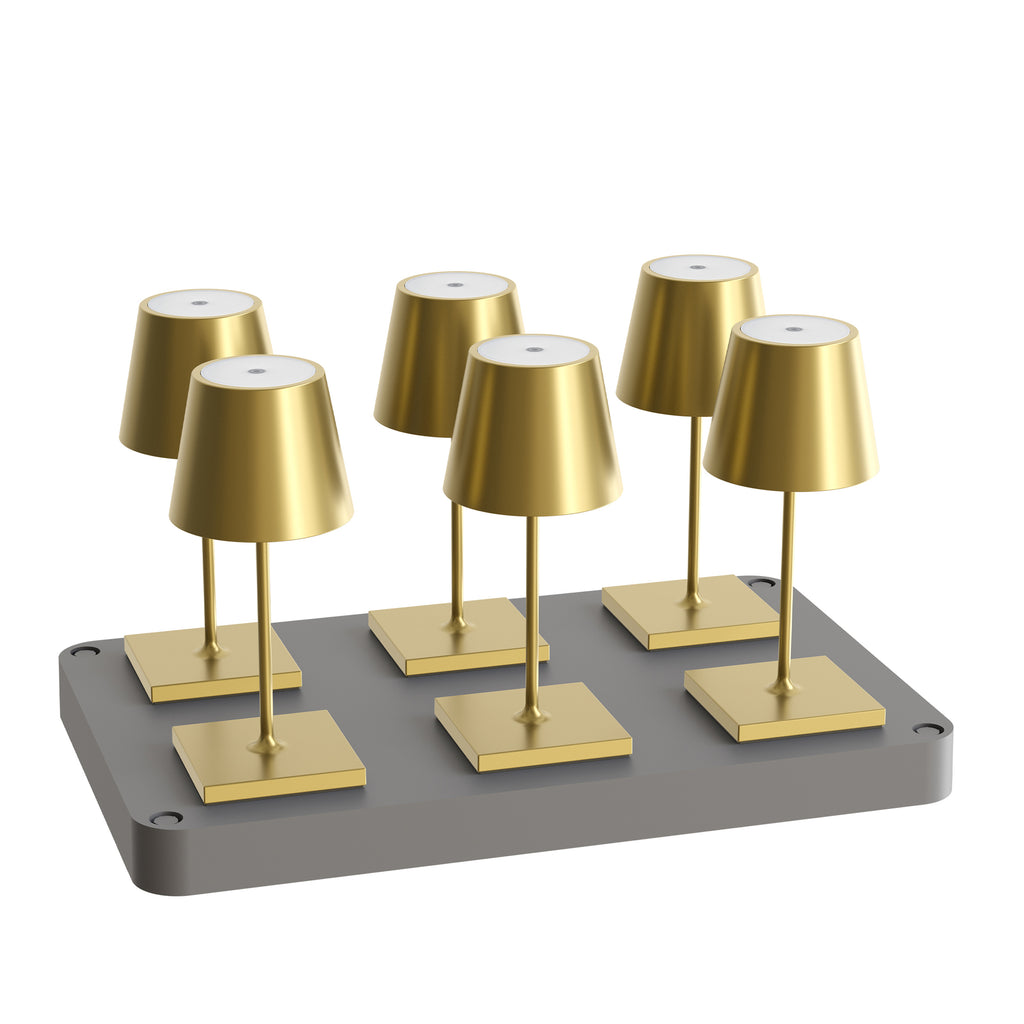 SIGOR Nuindie mini 3.0 LED Akku-Tischlampe, 6er-Set mit Ladestation, goldfarben goldfarben