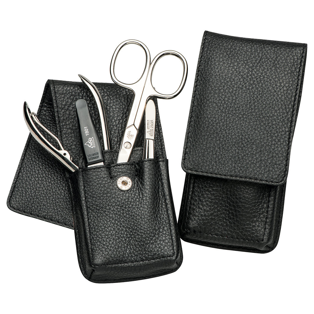 ManikÃ¼re Set Druckknopf-Etui Serie "Siena", schwarz, 4-tlg. schwarz