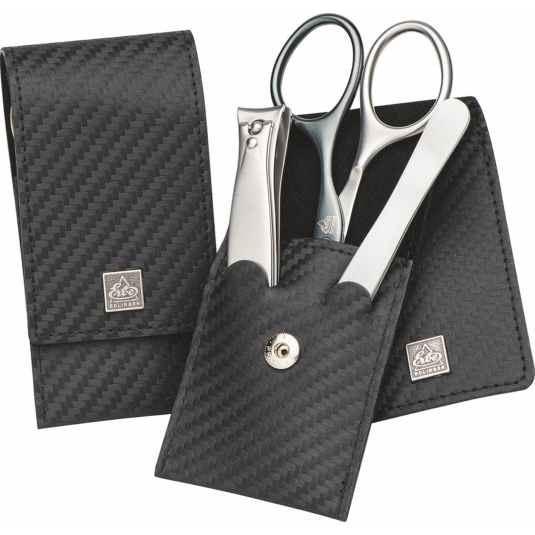 ManikÃ¼re Set Taschen-Etui MAN Serie "Carbon", schwarz, 3-tlg. schwarz