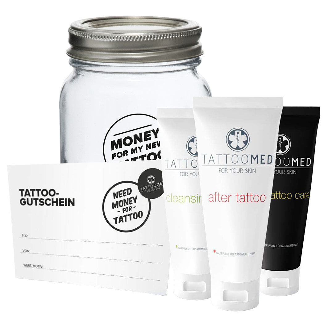 Tattoo Spardose big + Gutschein + ALL IN BUNDLE CARE