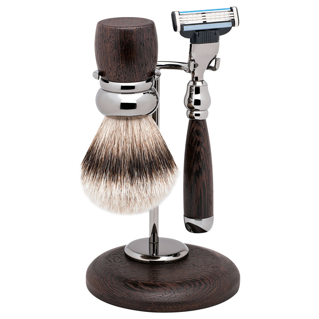 Rasierset Rhodium, 3-tlg. braun