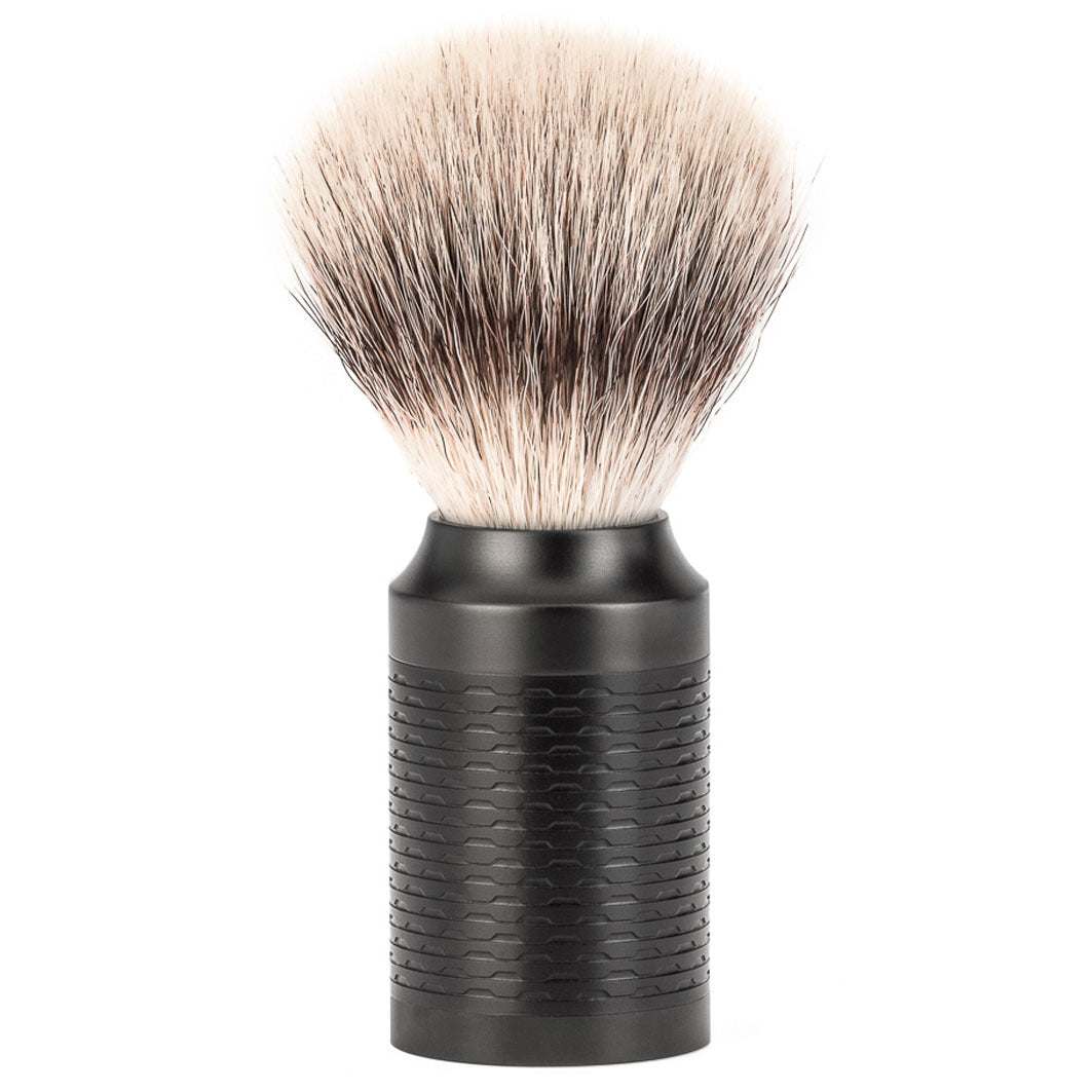 Rocca Rasierpinsel Silvertip Fibre®, Griff Edelstahl/schwarz, DLC